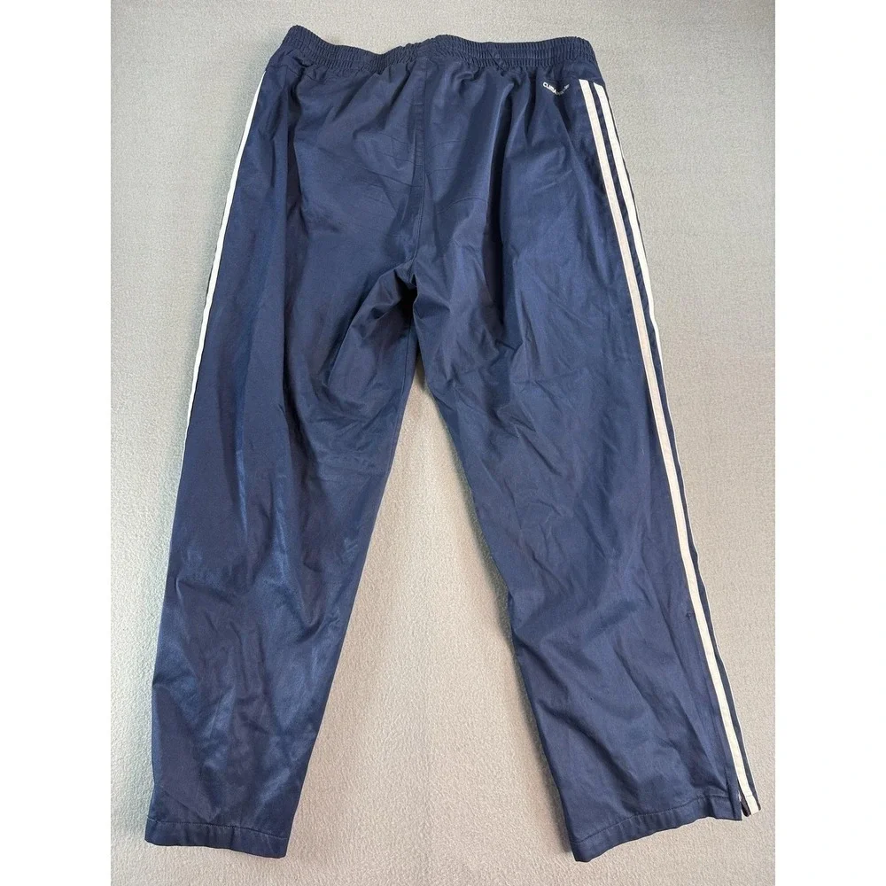 Y2k Adidas Track Pants Mens L Blue Climalite Stripes Elastic Waist Athletic